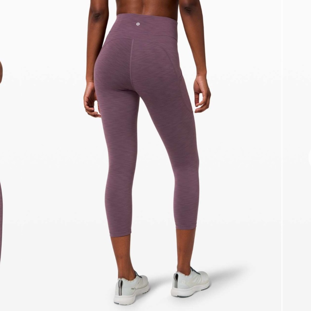 Lululemon Invigorate High-Rise Crop 23” Leggings Size 6 Heathered Black Currant - Picture 2 of 5